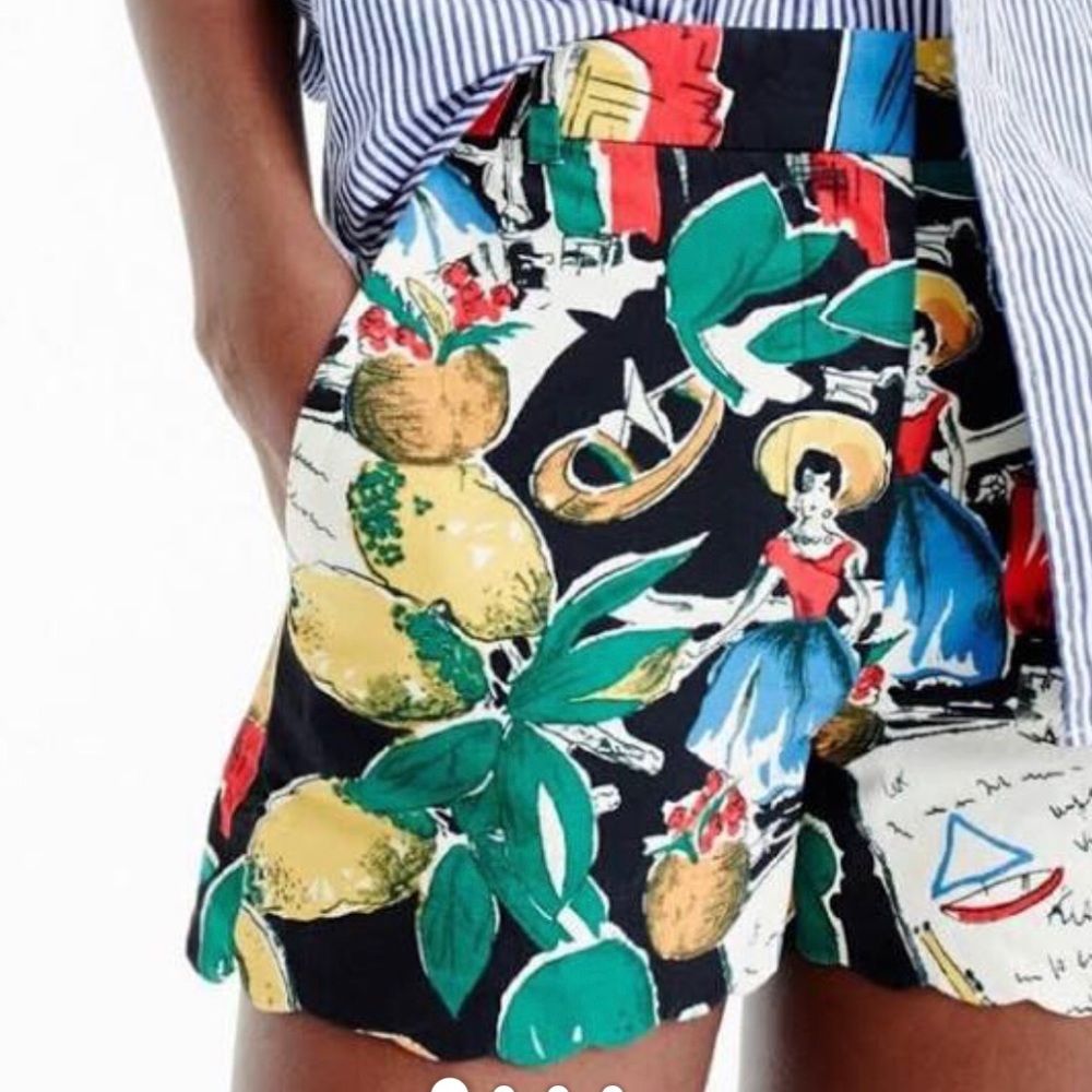 J Crew fruit stand postcard shorts